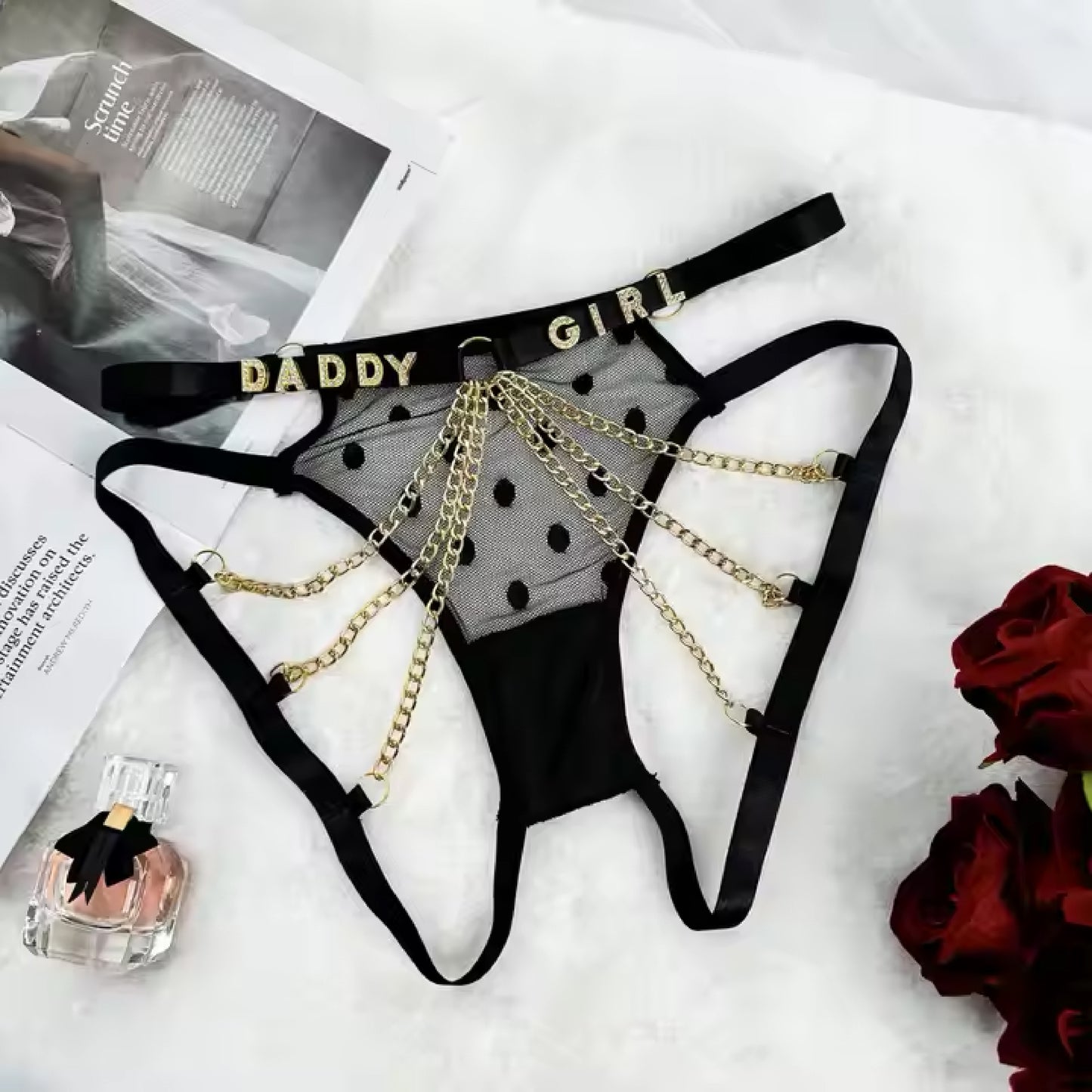 2025 New Crotchless G-String Thongs love You Underwear Women's Open T-Back Hipster Female Sexy Chain Panties