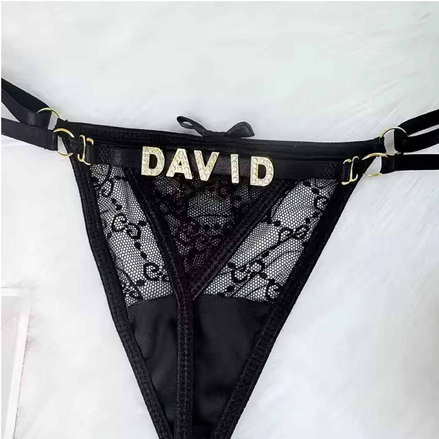 2025 Mature Women g String Thongs Underwear Wearing Custom Letter Name Tangas Black Lace Panties Drop Shopping Letter Thong